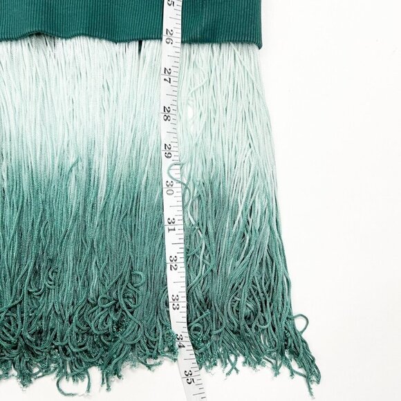 Twinset Milano Sweatshirt Womens XXL Green Ombre Tie-Dye Fringed Top Boho - Picture 13 of 16